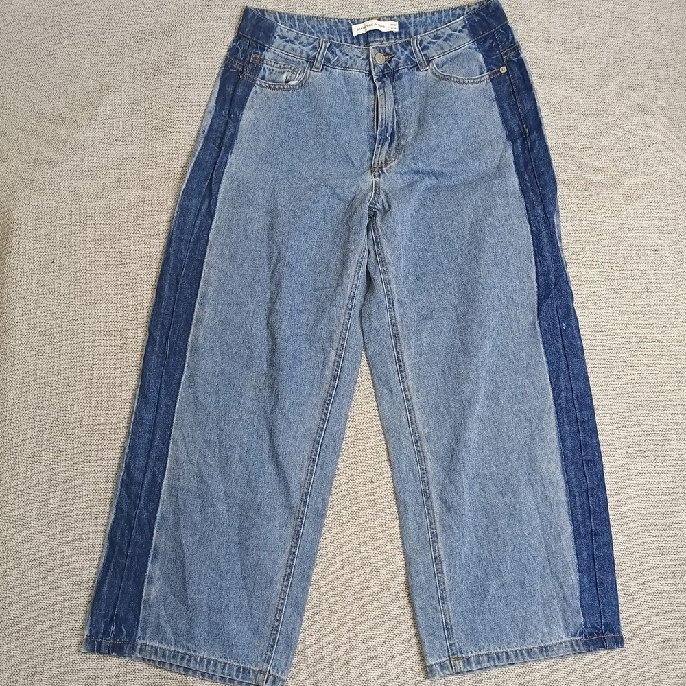 Jacqueline de Yong Jeans Womens 31 Blue Excellent Two Tone High Celia Wide Leg